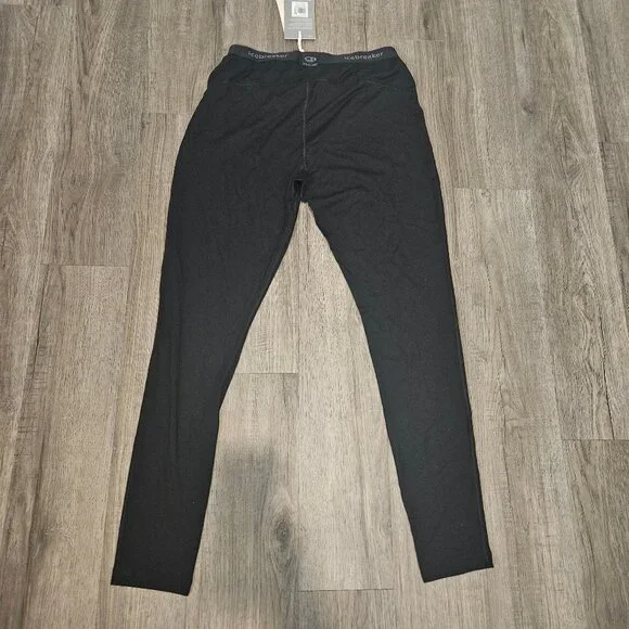 NWT Icebreaker 200 Oasis Leggings Size XL Black Merino Wool Stretch - Picture 3 of 6